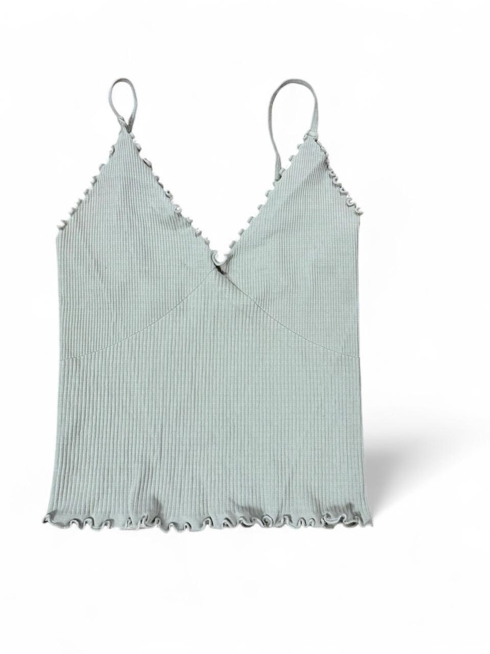 Free People Intimately Green Ribbed Tank Top Lettuce Trim Adjustable Size M